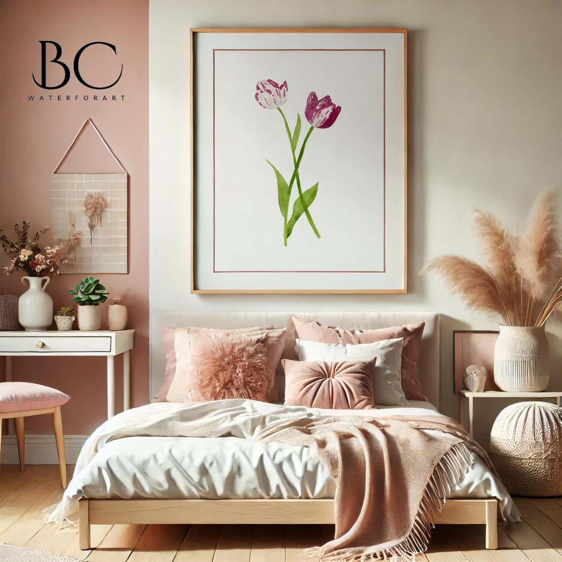 Watercolor Tulips Print, Tulip Art Painting, Floral Home Wall Art ...