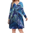 thumbnail image 1 of Watercolor Turtle Long Sleeve Dresses For Women Vintage Elegant Party Dress Oversized V-neck Dress S-8XL, 1 of 7