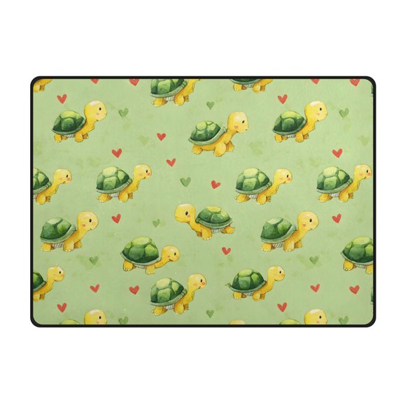 Watercolor Turtle Pattern Area Rug 63x48 Inch Non Slip Absorbent Soft for Bedroom Entryway