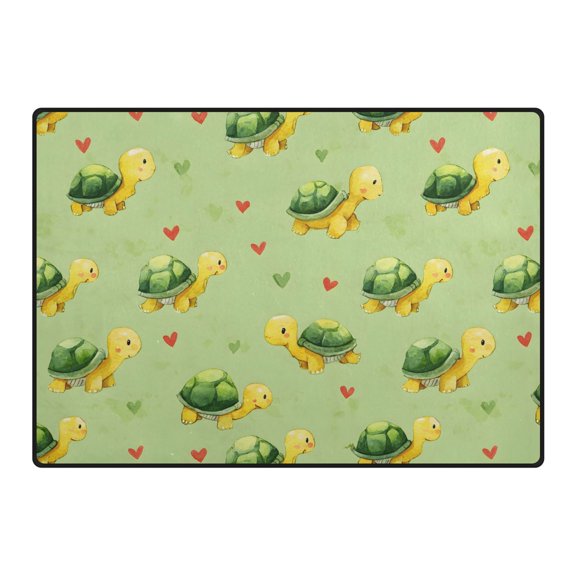 Watercolor Turtle Pattern Area Rug 80x58 Inch Non Slip Absorbent Soft for Living Room Dining