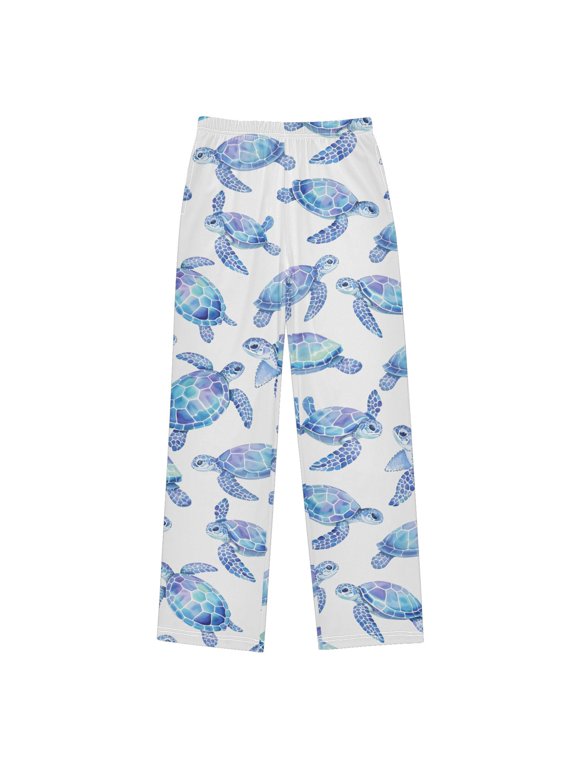 Watercolor Turtles Kids Pajama Pants Boys Pjs Bottoms Sleepwear Lounge Medium