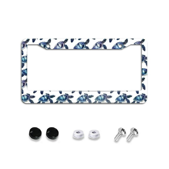 Watercolor Turtles License Plate Frames for Women Men Car Plate Holder Cover Metal Tag Aluminum Car Accessories Front Rear Plate Decor