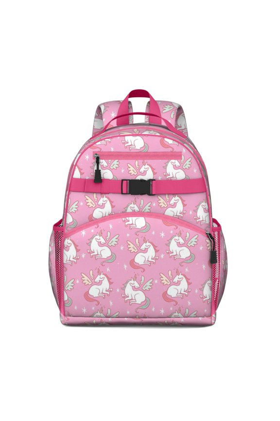 Watercolor Unicorn Backpack for Students Rainbow Fantasy Theme with Clouds, Stars, and Cute Cartoon Animal Design