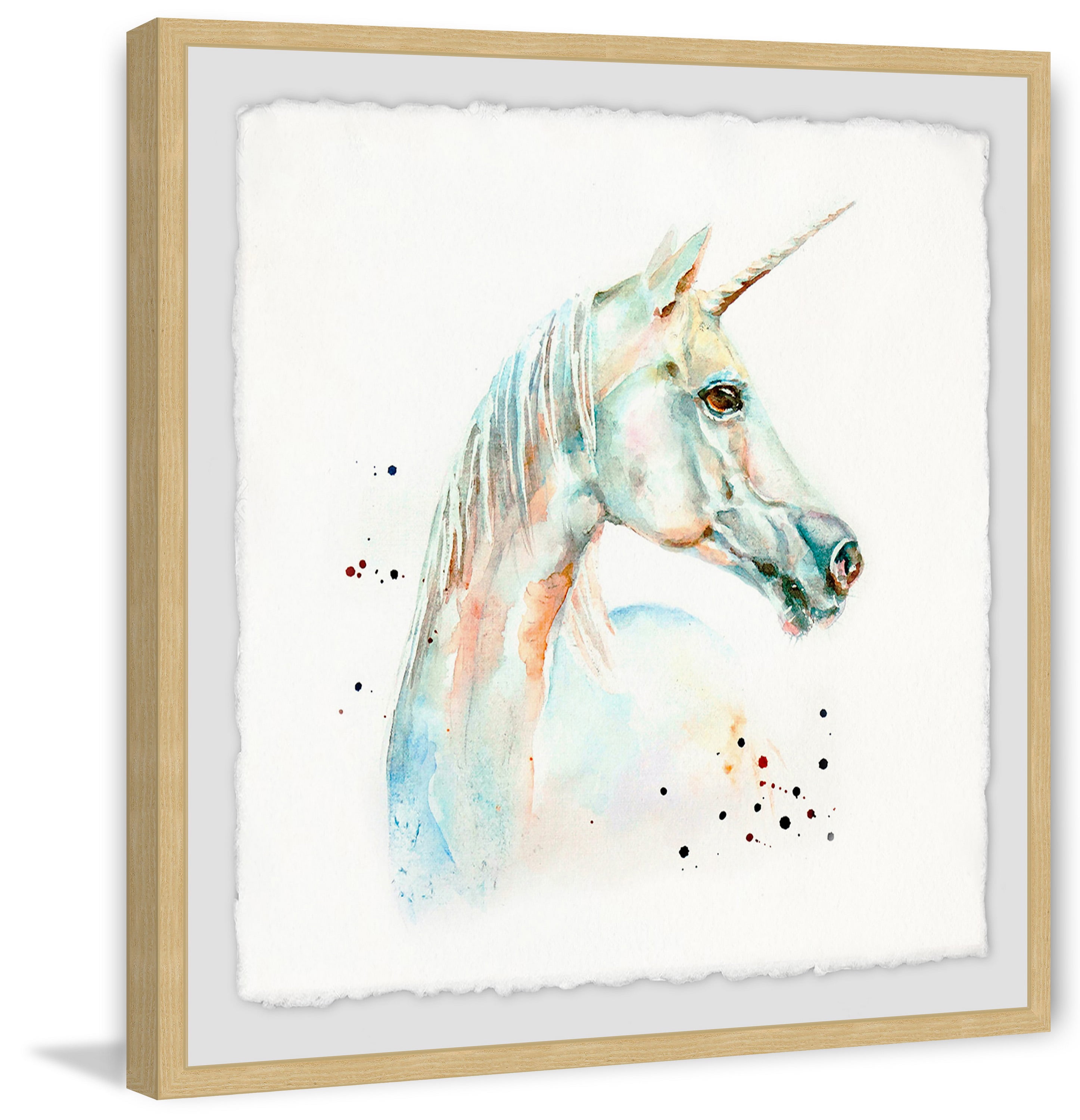 Watercolor Unicorn Framed Painting Art Print, 32.00" x 1.50"