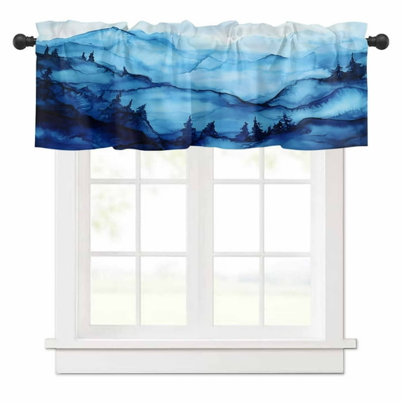 Watercolor Valances for Windows Splicing Mystery Decoration Rod Pocket Curtain Valance Window Treatment Short Curtains for Kitchen Living Room, 54"x18"