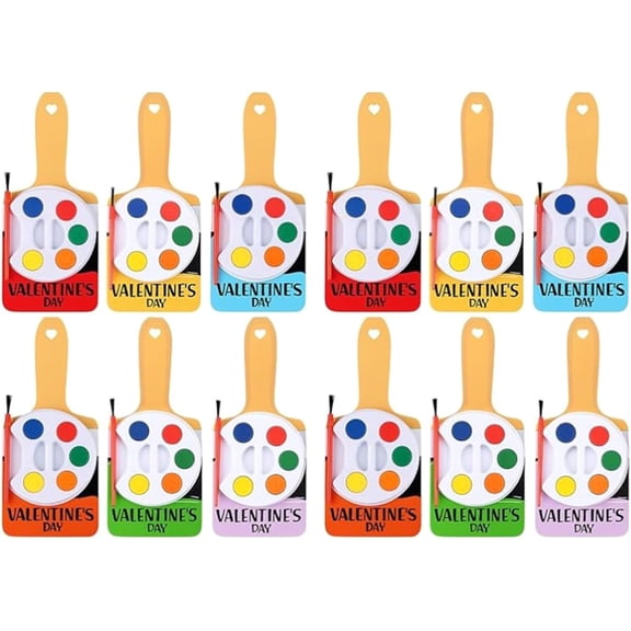 Watercolor Valentine Mini Paint Set Portable, Non-Toxic Watercolors with Seal Bags for Students Artists Travel Painting Party Favors (K)