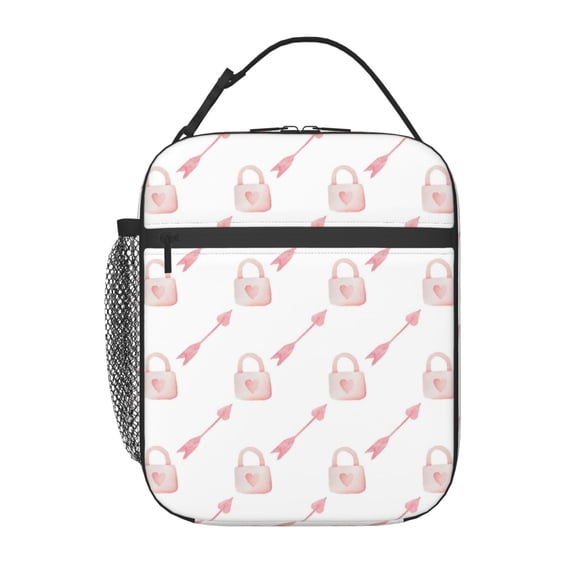Watercolor Valentines Cute Polyester Lunch Bag - Reusable, Insulated & Large Capacity Tote For Work, Picnic & Travel (Suitable For Men & Women)