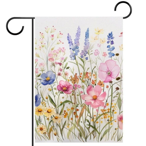 Watercolor Various Flowers Floral Decorative Garden Flag for All Seasons, 12 x 18 Inch Small Vertical Double Sided Outside Decoration for Yard Farmhouse
