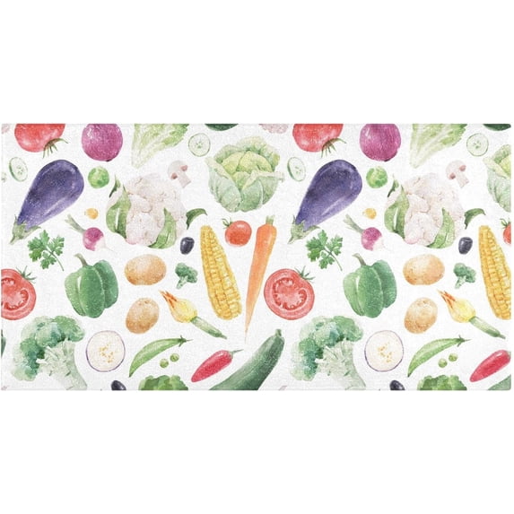 Watercolor Vegetable 39" x20" Soft and Absorbent Bathroom Rugs,Quick Dry Machine Washable Bath Mat for Bathroom Kitchen Bathtub Home Decor