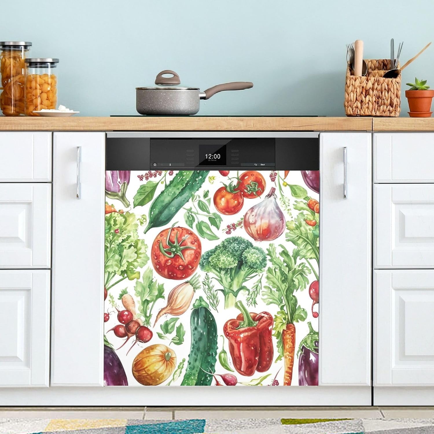 Watercolor Vegetables Dishwasher Cover for The Front Door