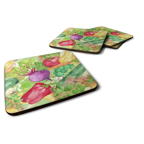 Watercolor Vegetables Farm to Table Foam Coaster Set of 4