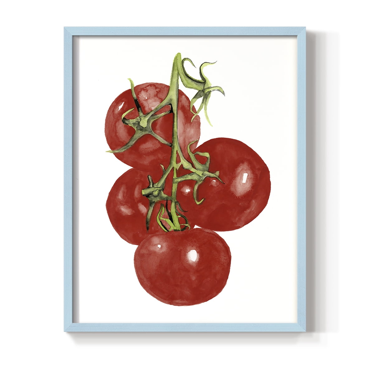 Watercolor Veggie IV Framed Print in Blue Solid Wood 11 x 14 Framed Print