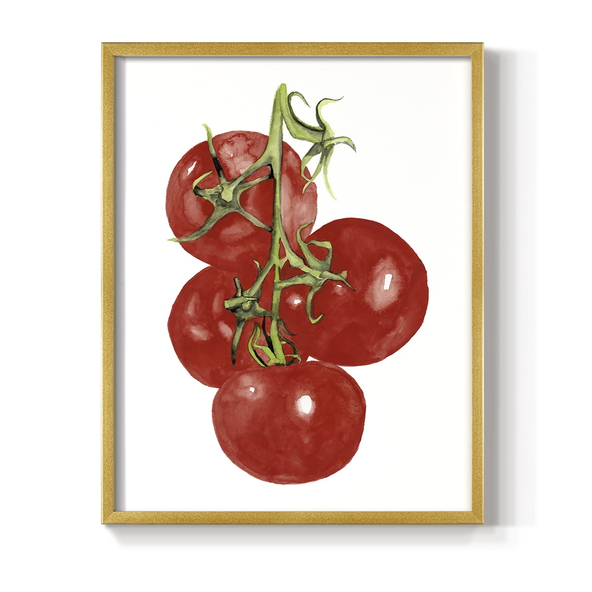 Watercolor Veggie IV Framed Print in Gold Solid Wood 11 x 14 Framed Print