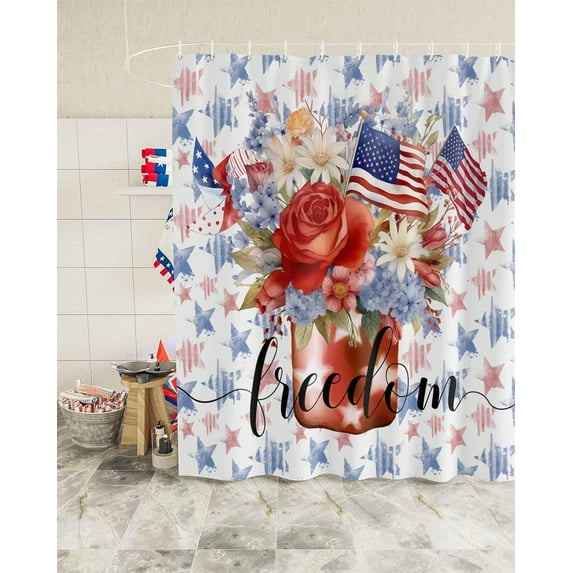 Watercolor Vintage Flowers Shower Curtain, Spring Summer Shower Curtain Set with Hooks, Spring Summer Waterproof Fabric Shower Curtains for Bathroom Decor, 72x84 Inch Bath Curtain