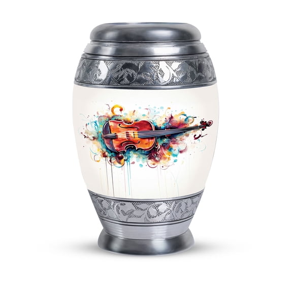 Watercolor Violin Sonata Urns For Human Ashes Adult Male Dad - Funeral Urns For Adult Ashes Women - Memorial Urn - Urns For Human Ashes Adult (10inch)