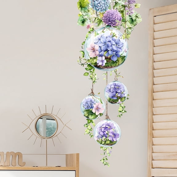 Watercolor Wall Decals Leaves Flowers Stickers Vinyl Peel and Stick for Bedroom Living Room Decor Removable Decal 11x29inch