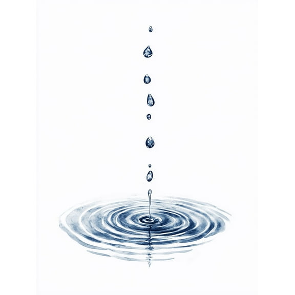 Watercolor Water Drop Ripple Decorative Painting/Canvas Art Suitable for Decorating Living Room Bedroom Bathroom Office Study and Dining Room Wall Decoration.