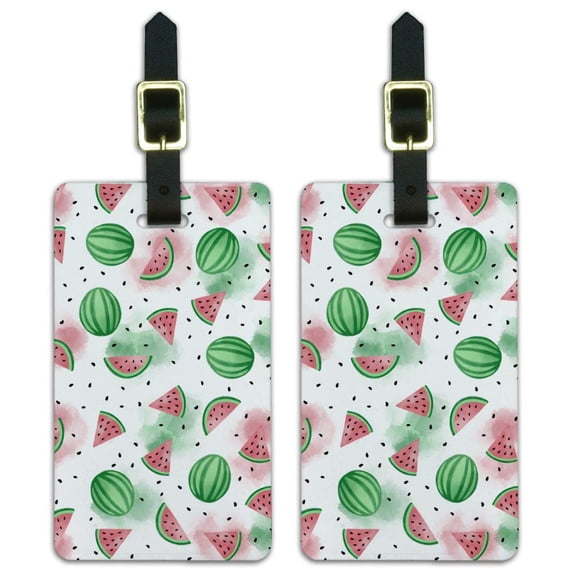 Watercolor Watermelons Pattern Luggage ID Tags Suitcase Carry-On Cards - Set of 2