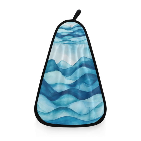 Watercolor Waves Pattern Hanging Towel Hand Towel 16.53x12.20in Quick-Drying for Kitchen and Bathroom Use