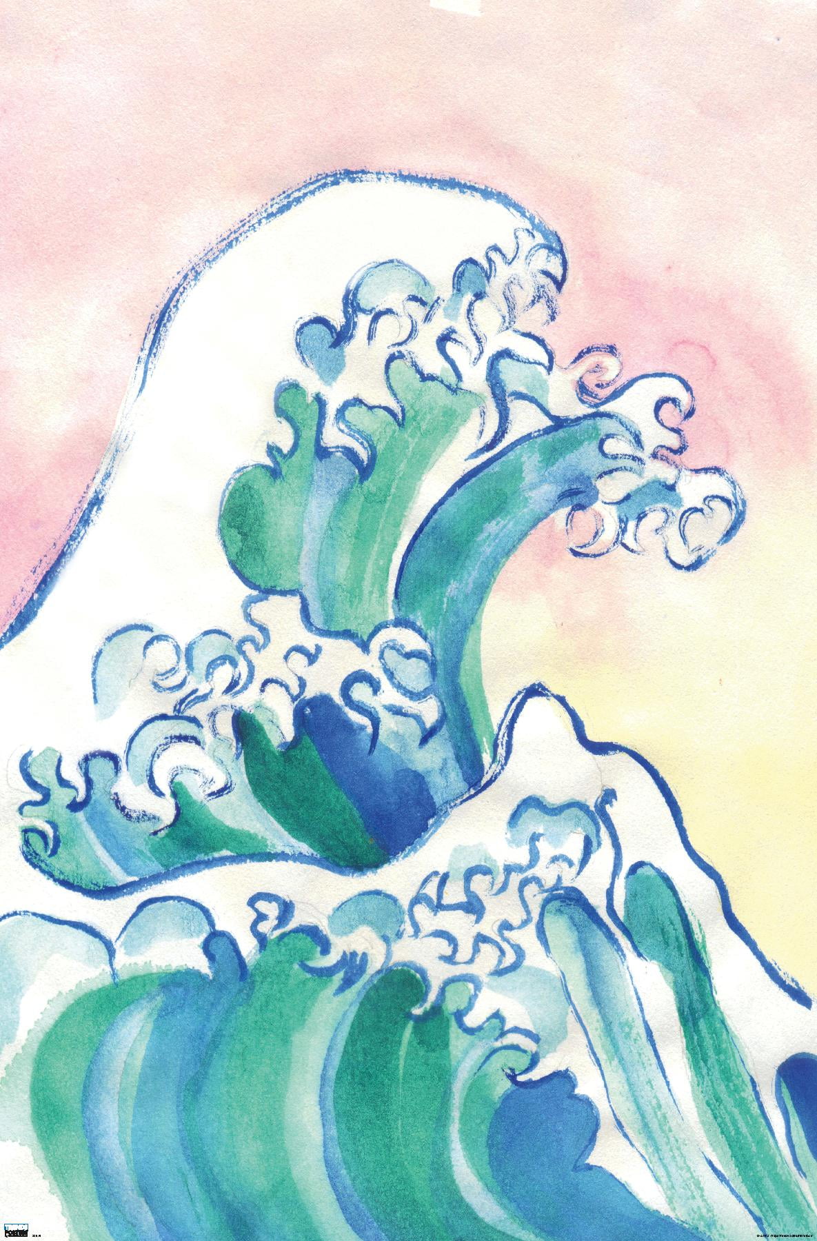 Watercolor Waves Wall Poster, 14.725" x 22.375"