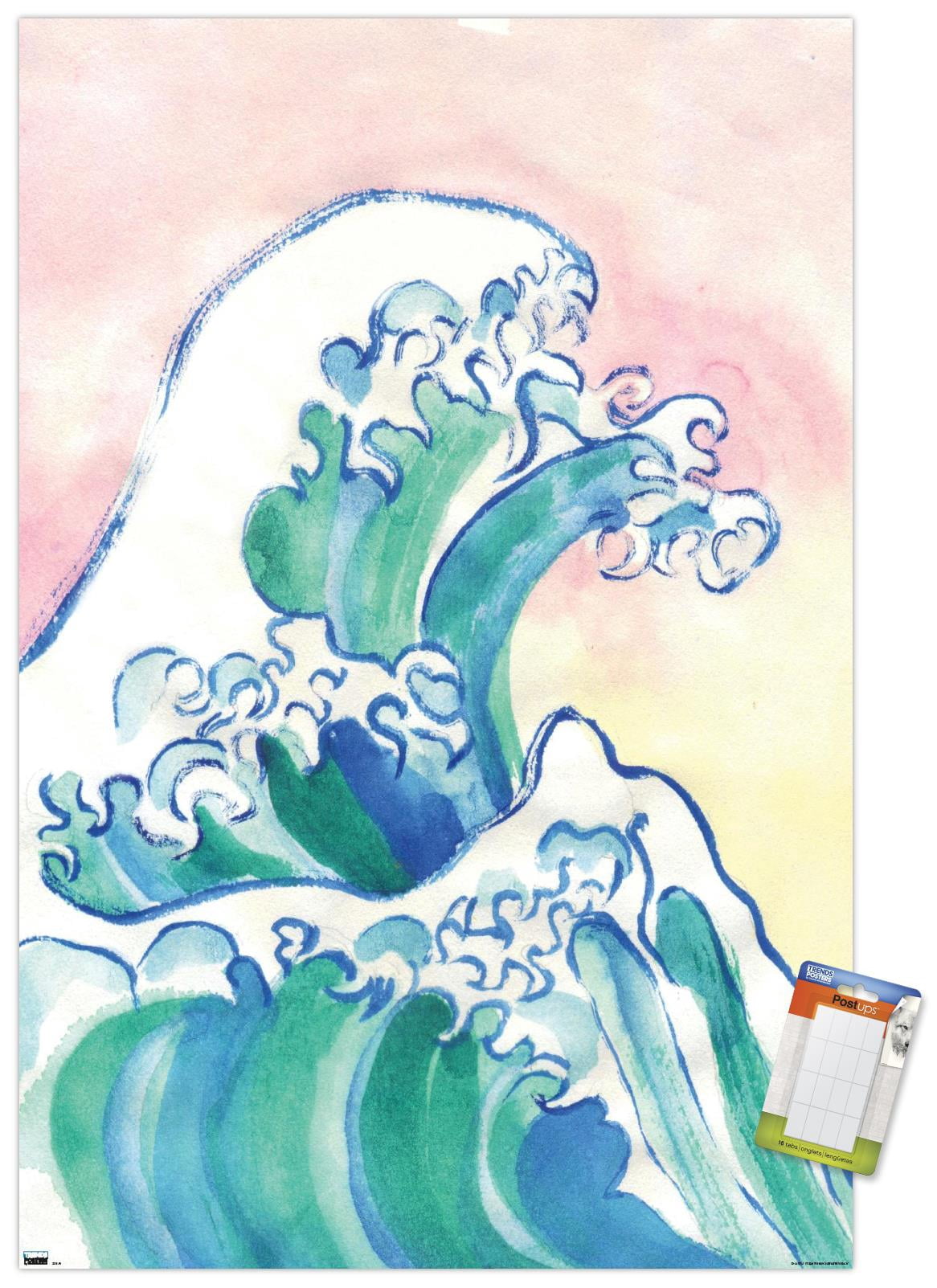 Watercolor Waves Wall Poster, 14.725" x 22.375"