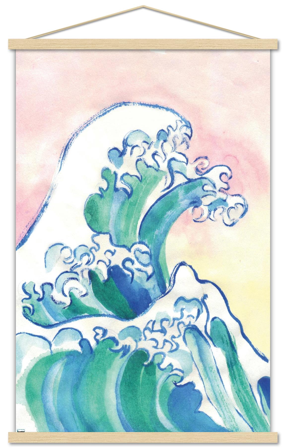 Watercolor Waves Wall Poster with Magnetic Frame, 22.375" x 34"