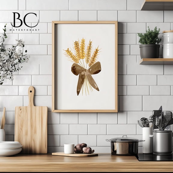 Watercolor Wheat Kitchen Wall Art Print, Baking Bread Decor, Bakery Decor, Baker Gift, Perfect Kitchen Wheat Decor, Baker Birthday Gift Wall Art, Modern Wall Decor, 8x12 UNFRAMED
