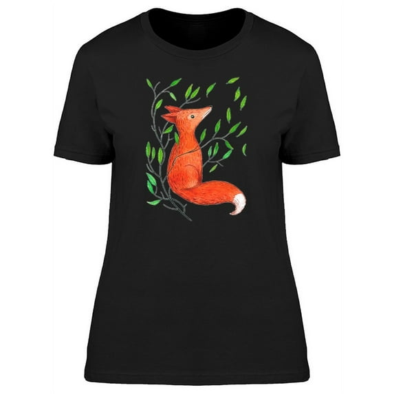 Watercolor Wild Forest Fox T-Shirt Women -Image by Shutterstock, Female Medium
