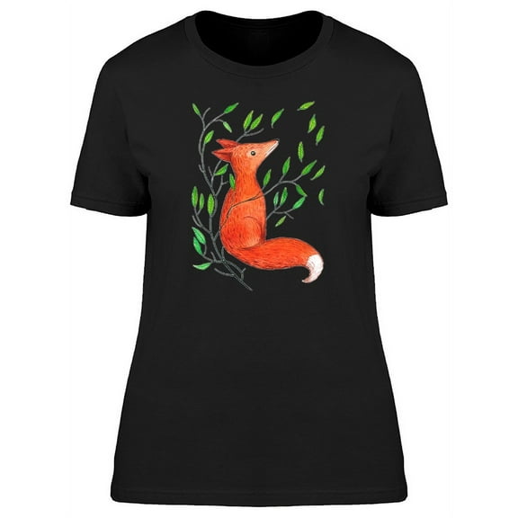 Watercolor Wild Forest Fox T-Shirt Women -Image by Shutterstock, Female x-Large