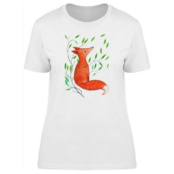 Watercolor Wild Forest Fox Tee Women's -Image by Shutterstock