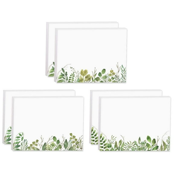 Watercolor Wild Greenery Sticky Note Pads / 4" x 3" Botanical Sticky Notes / Set Of 6 Pads / 50 Sheets Per Pad / Three Unique Designs / Made In The USA