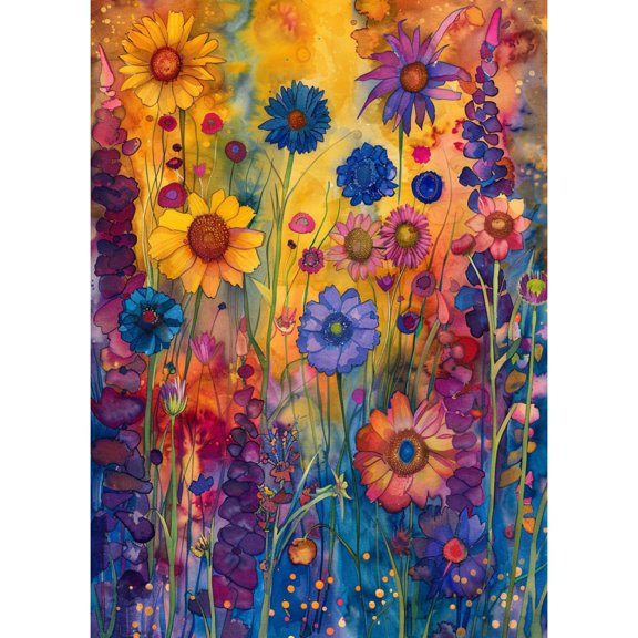 Watercolor Wild Little Colorful Flowers DIY 5D Diamond Art Paint with Full Drill Round Diamond Gems Painting by Number Kits for Adults Art Craft Home Wall Decor 11.8x15.8in(2)