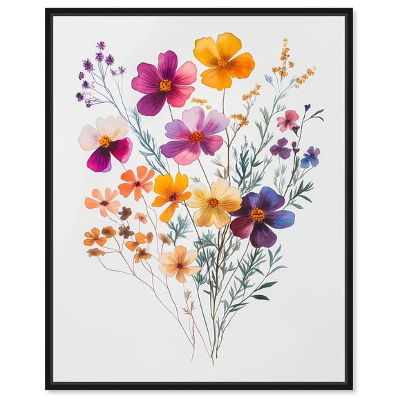 Watercolor Wildflower Canvas Delicate Floral Art by Art Remedy, Black Frame, 36 x 45