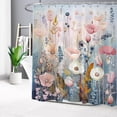 thumbnail image 1 of Watercolor Wildflower Shower Curtain Pink White Flower And Blue Plant Botanical Fabric Shower Curtain Rustic Floral Bathroom Shower Curtain Decor With Hooks 65"W x 72"L, 1 of 6