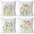 thumbnail image 1 of Watercolor Wildflower Summer Cottagecore Throw Pillow Covers,Rustic Floral Throw Pillow Covers 18×18 Inch Set of 4,Rustic Home Bedroom Living Room Decor, 1 of 4
