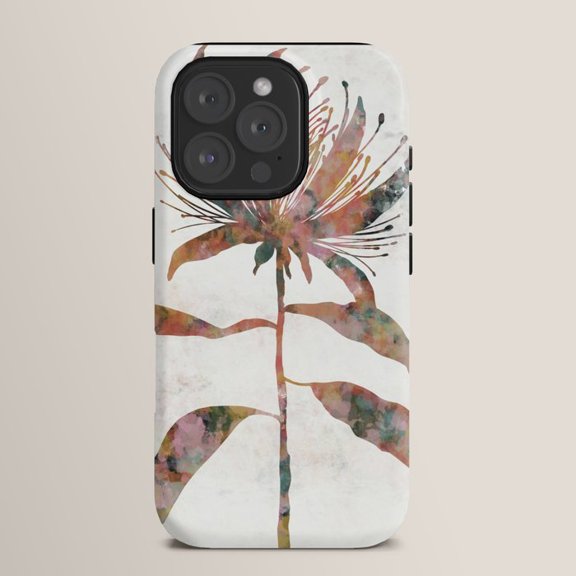 Watercolor Wildflower Tough Phone Case for Apple iPhone Series, Polycarbonate Shell and TPU Liner, Off-White