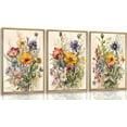 thumbnail image 1 of Watercolor Wildflower Wall Art Colorful wildflowers Paintings Pictures Watercolor Floral Botanical Canvas Prints Wall Decor Bright floral posters for Living Room Bedroom（Only canvas）, 1 of 6