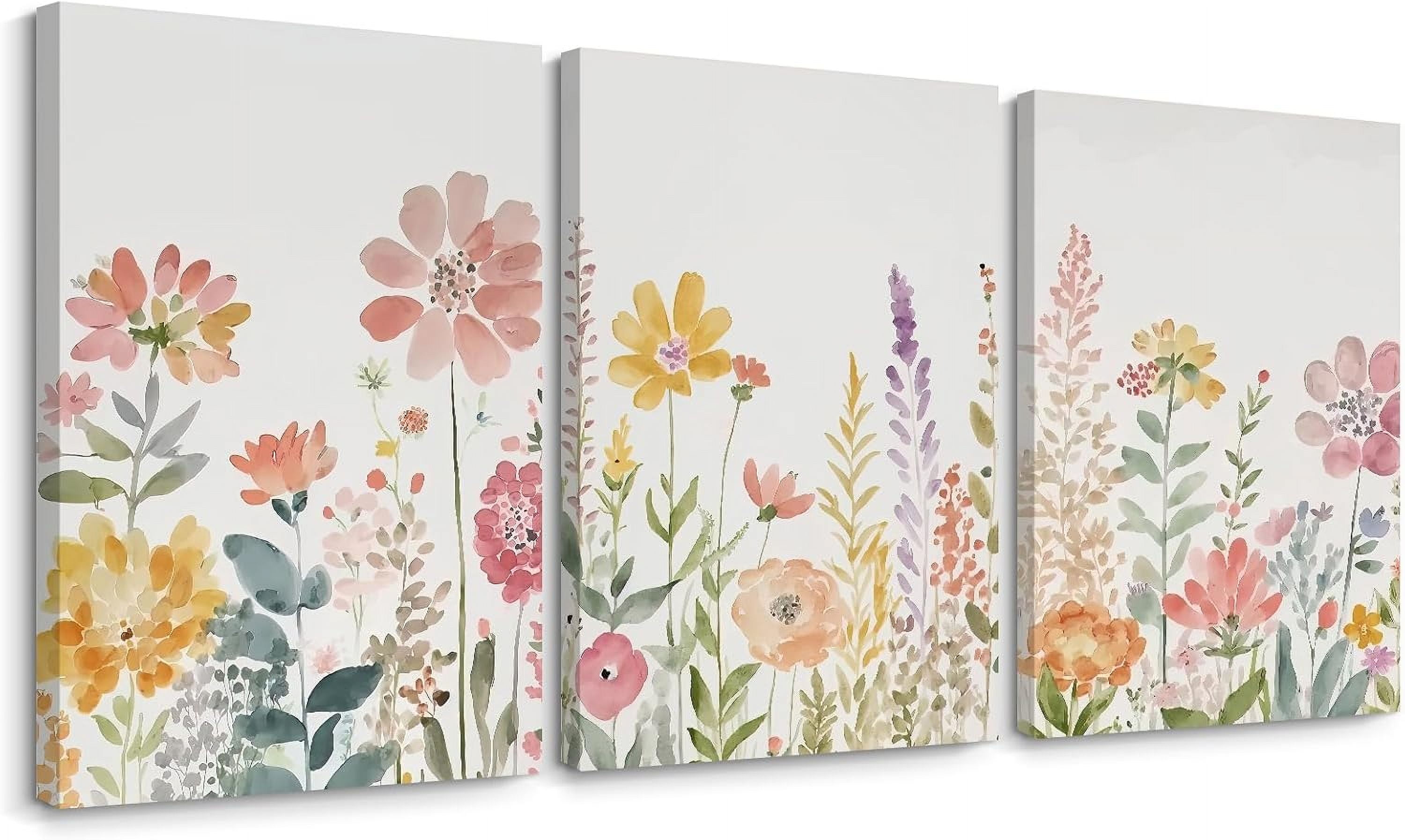 Watercolor Wildflower Wall Art Decor Colorful Flower Pictures Canvas ...