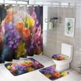 thumbnail image 1 of Watercolor Wildflowers Bathroom Sets with Shower Curtain And Rugs, Incl with 12 Hooks，Toilet Lid Oval Rug, 1 of 8