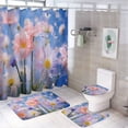thumbnail image 1 of Watercolor Wildflowers Bathroom Sets with Shower Curtain And Rugs, Incl with 12 Hooks，Toilet Lid Oval Rug, 1 of 8
