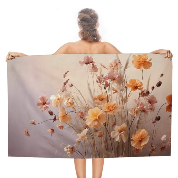 Watercolor Wildflowers Beach Towel, Microfiber Beach TowelsAbsorbent, Compact, Beach Blanket, Lightweight Towel for The Swimming