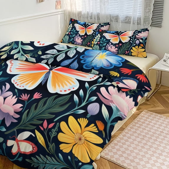 Watercolor Wildflowers Bedding Set with Zipper Closure for Girls & Boys