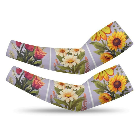 Watercolor Wildflowers Cooling Arm Sleeves Cover Summer Sun Protection Arm Sleeves For Men Women Baseball Cycling Golf Running