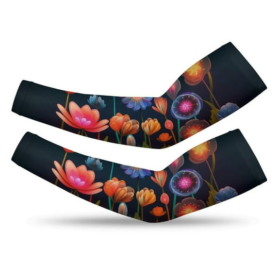Watercolor Wildflowers Gardening Sleeves Farm Sun Protection Arm Cooling Sleeves Thorn Proof Garden for Women Men