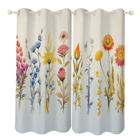 Watercolor Wildflowers Modern Window for Living Room Curtains for Child Bedroom Kitchen Decor Blinds Drapes