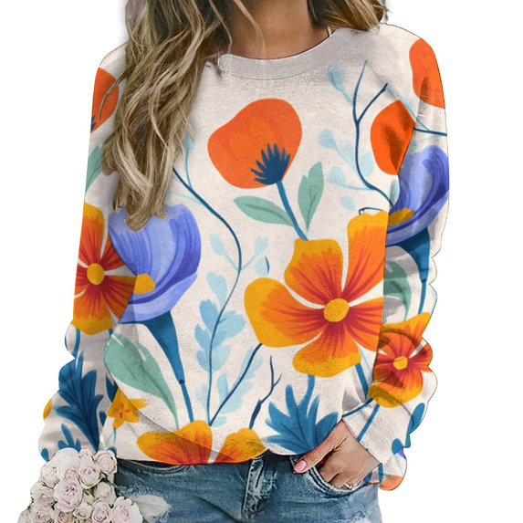 Watercolor Wildflowers Mom Sweatshirt For Women Long Sleeve Pullover