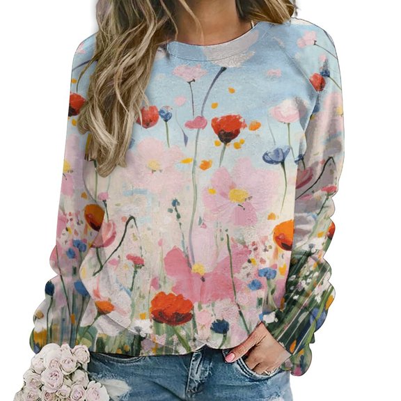 Watercolor Wildflowers Mom Sweatshirt For Women Long Sleeve Pullover
