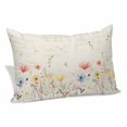 thumbnail image 1 of Watercolor Wildflowers Pillow Covers, Linen Long Throw Pillow Case, Farmhouse Country Botanical Flowers Holiday Pillow Protector Decorative Cushion Cover for Living Room/Bedroom 24" x 36", 1 of 8