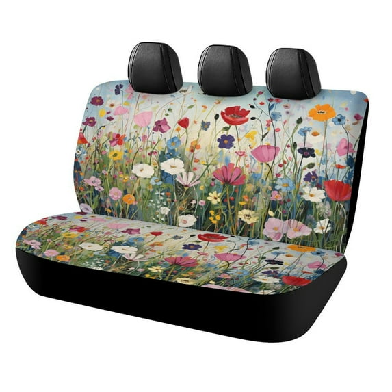 Watercolor Wildflowers Printed Universal Back Bench Car Seat Cover Pack of 2 Rear Seat Covers for for Most Cars,Trucks,SUVs Or Van