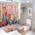 thumbnail image 1 of Watercolor Wildflowers Shower Curtain Sets with Rugs 4 Piece Rustic, 1 of 8